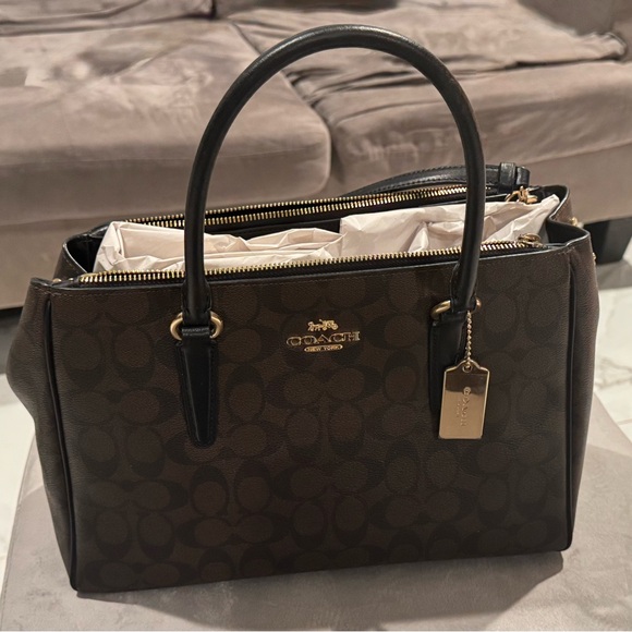 Coach Dark Brown Signature Satchel